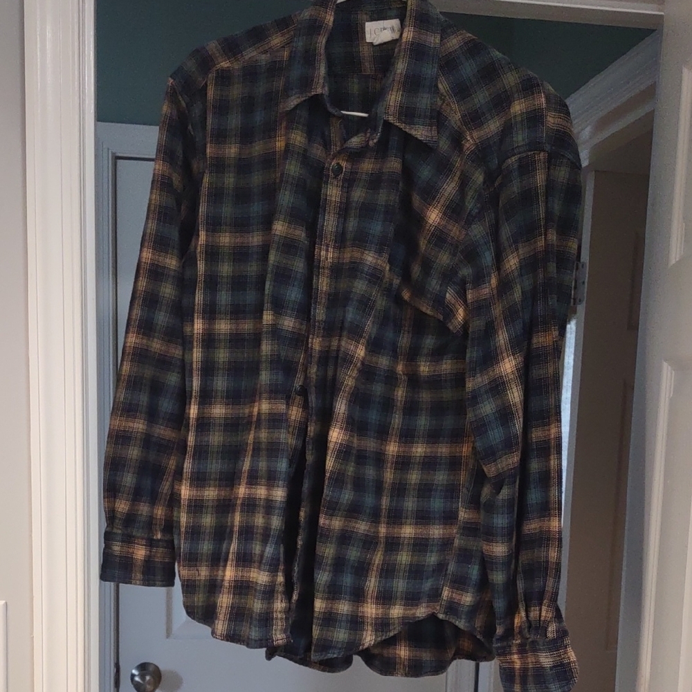 J. Crew Blue and Yellow Plaid Dress Shirt
